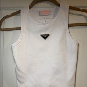 Emily Roggenburk Cleveland Prada logo tank top